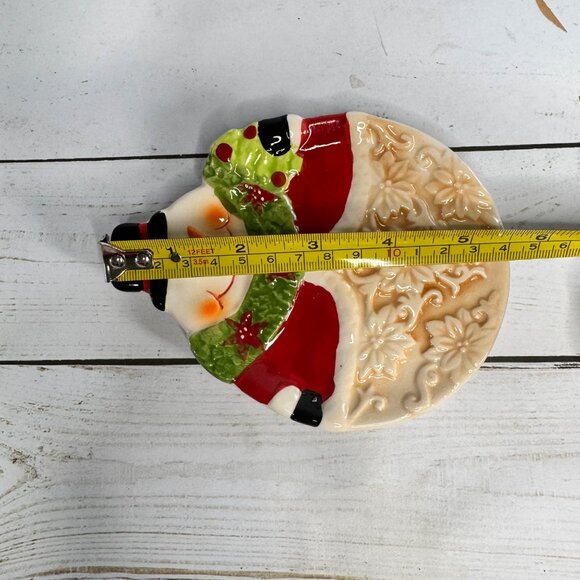 Snowman Themed Ceramic Holiday Soap Dish Spoon Rest Holiday Decor - Picture 6 of 6